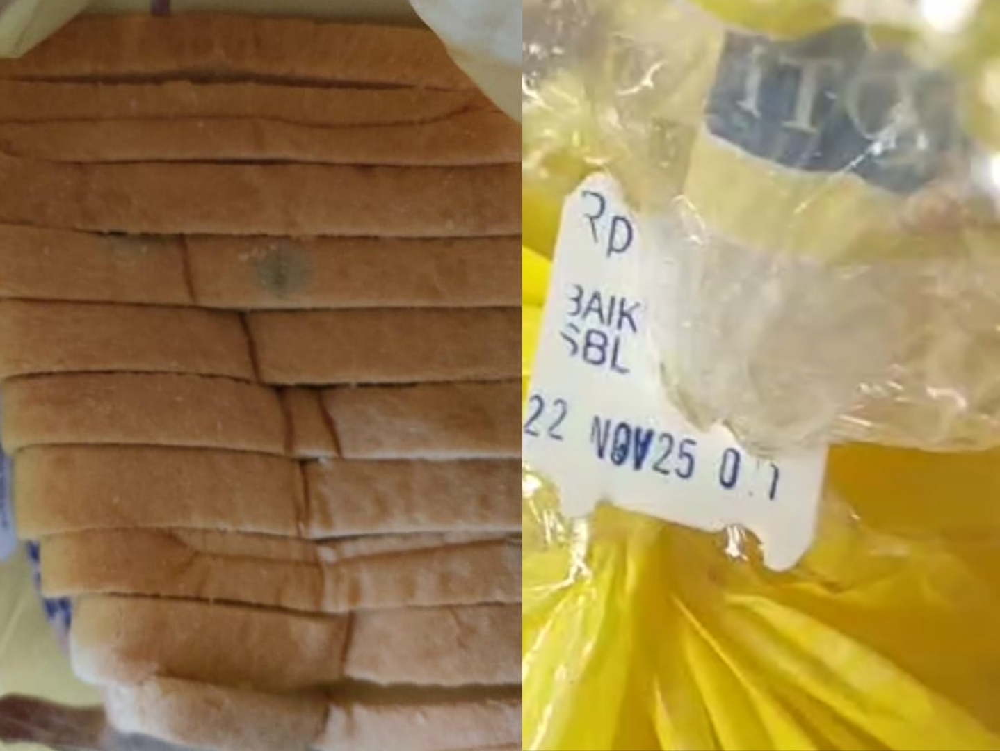 Terlihat tanggal kadaluarsa pada roti MBG, dan kondisi roti sudah sedikit berjamur (madurakita.id/)
